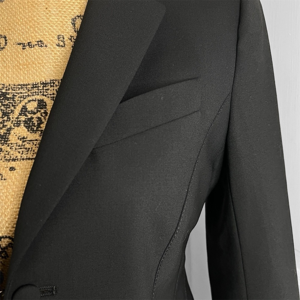 Theory Wool Blend Black Cufflink Button 3/4 Sleeve Suit Blazer - Picture 4 of 12